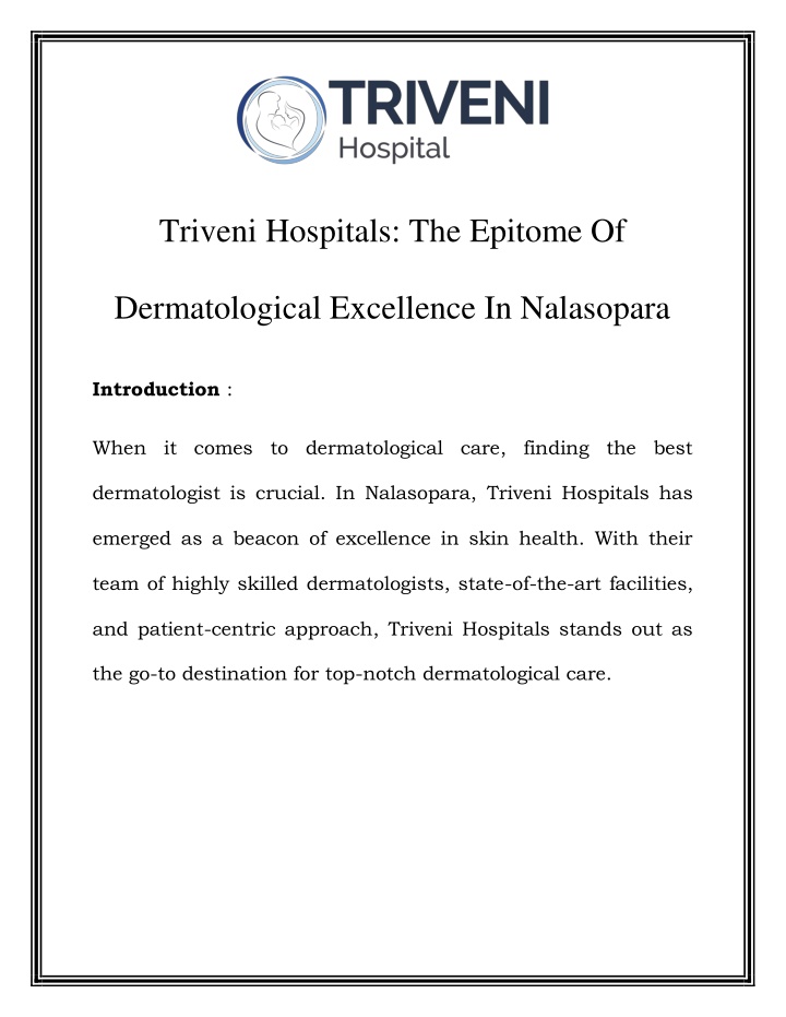 triveni hospitals the epitome of