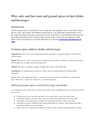 Why cafes and bars must add ground spices in their drinks and beverages