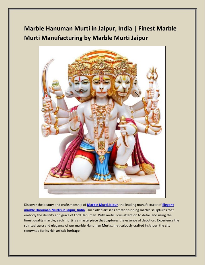 marble hanuman murti in jaipur india finest