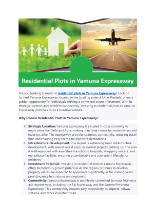 Discover the ideal residential plots in Yamuna Expressway