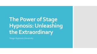 Unleash Your Inner Showman with Stage Hypnosis University
