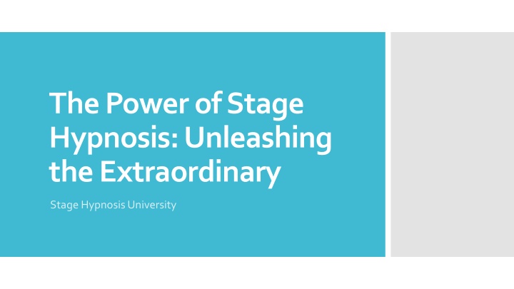 the power of stage hypnosis unleashing the extraordinary