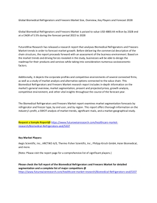 global biomedical refrigerators and freezers