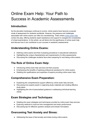 Online Exam Help: Your Path to Success in Academic Assessments