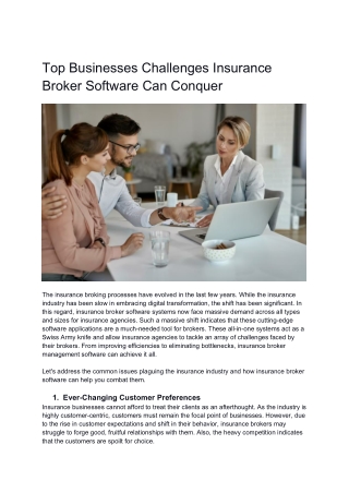 Top Businesses Challenges Insurance Broker Software Can Conquer
