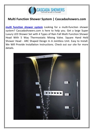 multi function shower system cascadashowers com