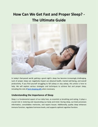 How Can We Get Fast and Proper Sleep? - The Ultimate Guide