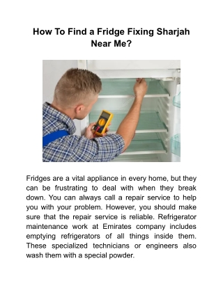 How To Find a Fridge Fixing Sharjah Near Me