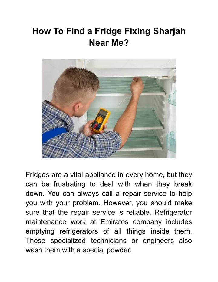 how to find a fridge fixing sharjah near me