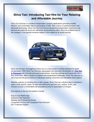 shiva taxi introducing taxi hire for your