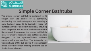 Simple Corner Bathtubs