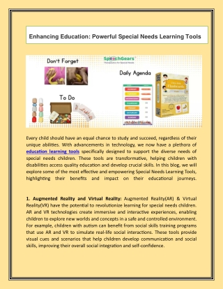 Enhancing Education: Powerful Special Needs Learning Tools