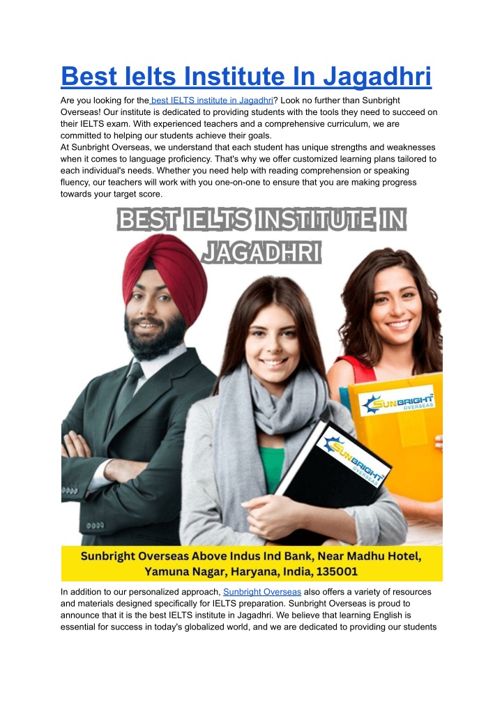 best ielts institute in jagadhri