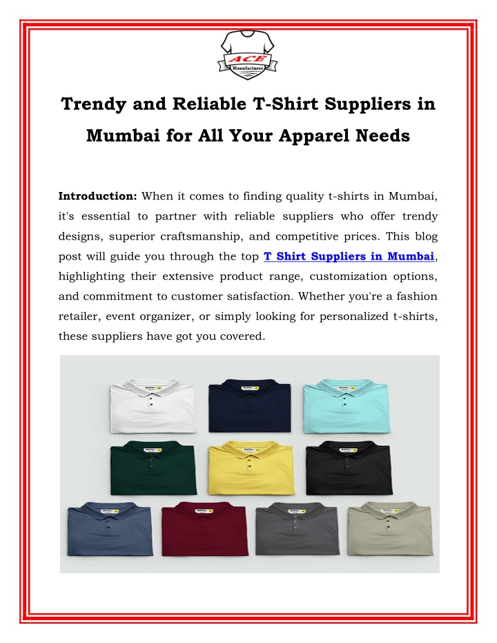 trendy and reliable t shirt suppliers in