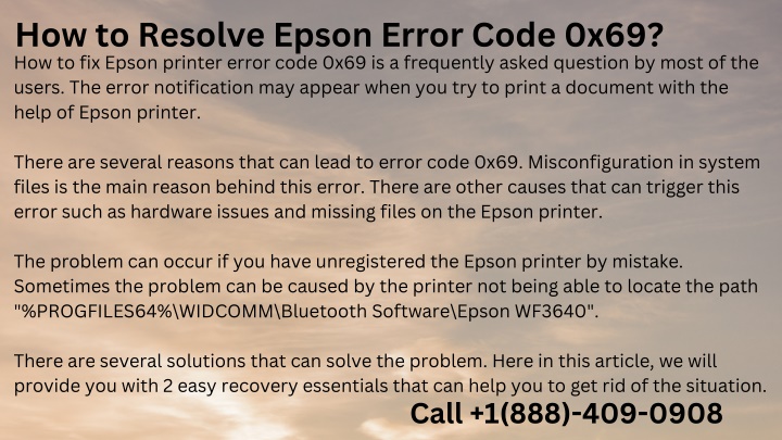Ppt How To Resolve Epson Error Code 0x69 Powerpoint Presentation Free Download Id12262155 0992