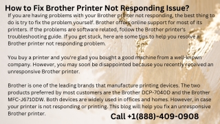 How to Fix Brother printer Not Responding Issue