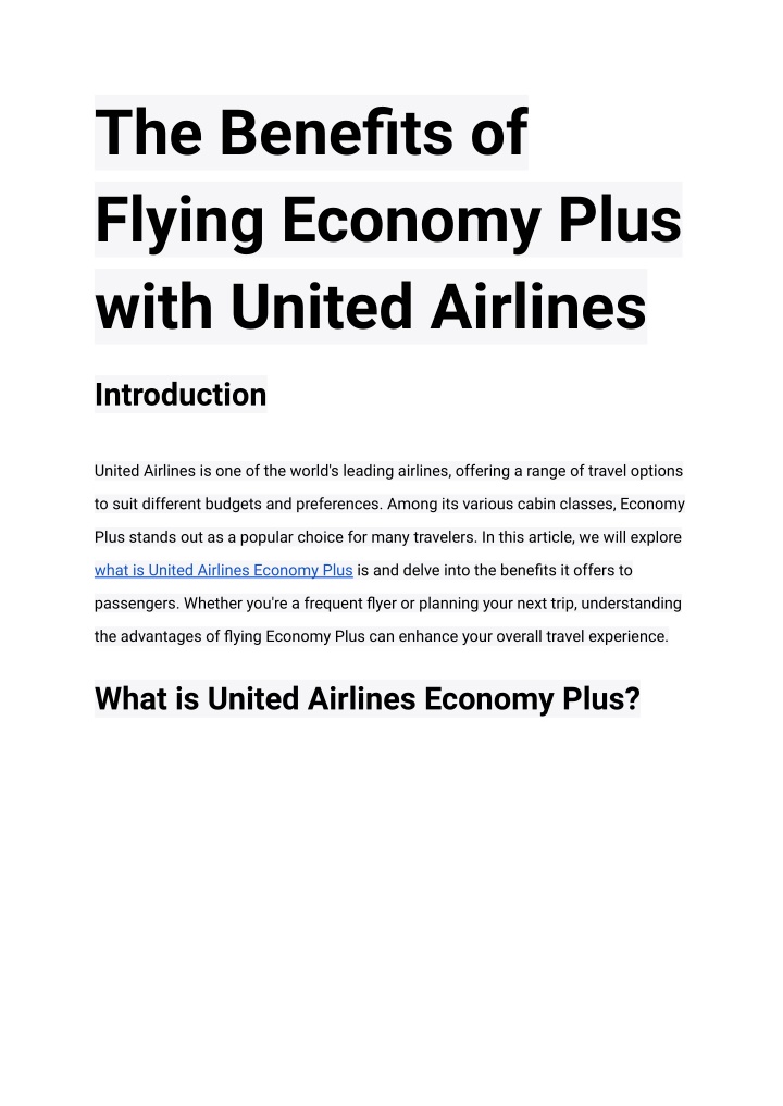 the benefits of flying economy plus with united