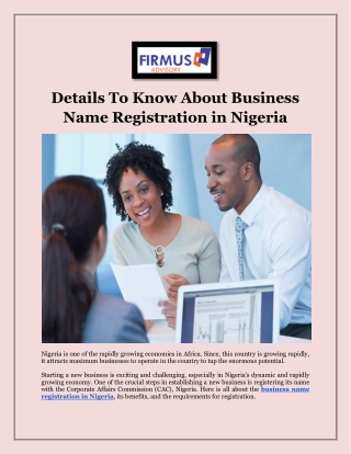 Details To Know About Business Name Registration in Nigeria
