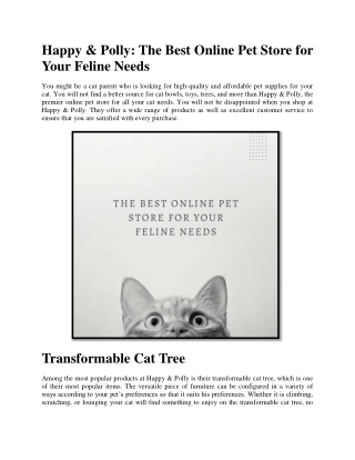 The Best Online Pet Store for Your Feline Needs