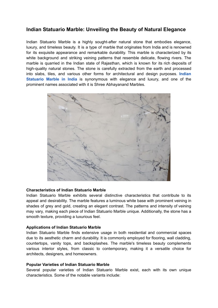 indian statuario marble unveiling the beauty