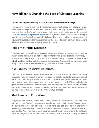 How EdTech is Changing the Face of Distance Learning