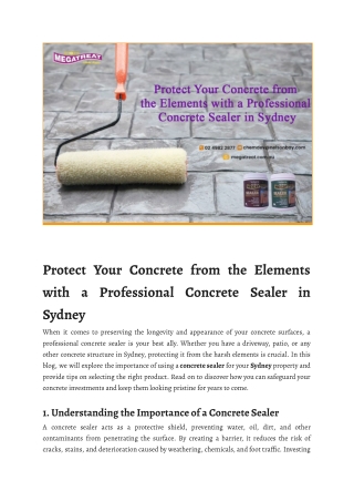 Protect Your Concrete from the Elements with a Professional Concrete Sealer in Sydney