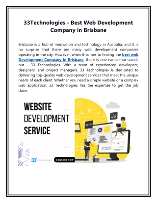 33Technologies: Best Web Development Company in Brisbane