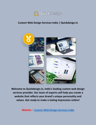 Custom Web Design Services India | Quickdesign.in