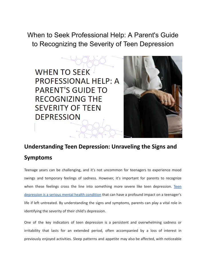 when to seek professional help a parent s guide