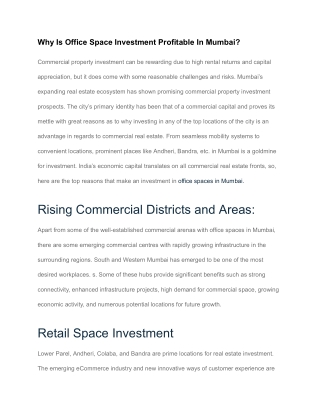 why is office space investment profitable
