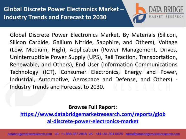 global discrete power electronics market industry