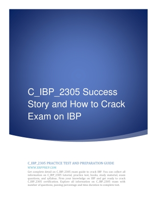 C_IBP_2305 Success Story and How to Crack Exam on IBP