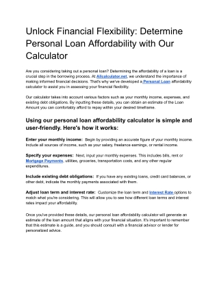 unlock financial flexibility determine personal