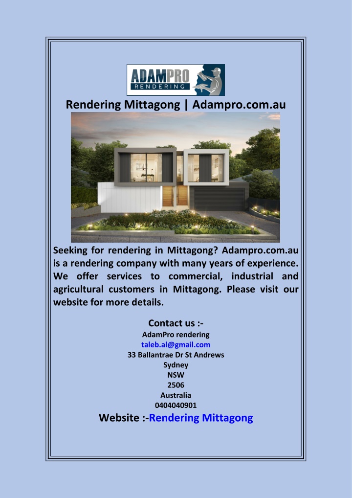 PPT - Rendering Mittagong Adampro.com au PowerPoint Presentation, free ...