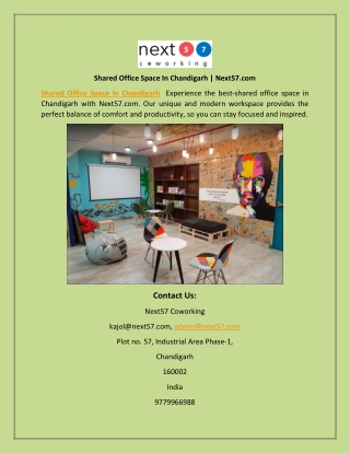 Shared Office Space In Chandigarh | Next57.com