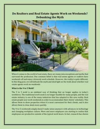 do realtors and real estate agents work