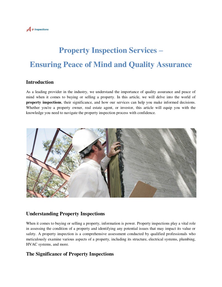 property inspection services