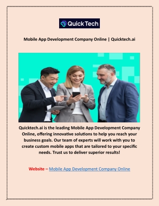 Mobile App Development Company Online | Quicktech.ai