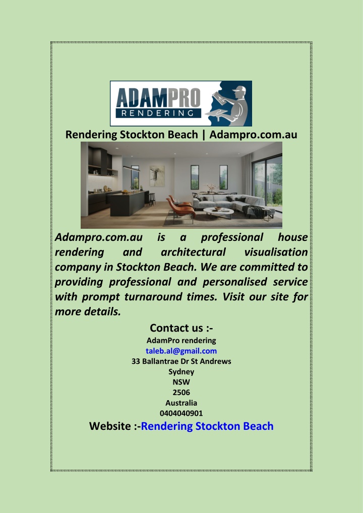 rendering stockton beach adampro com au