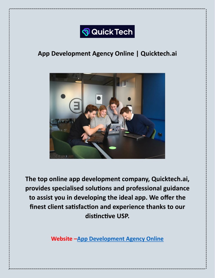 app development agency online quicktech ai