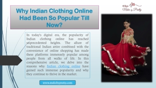 Why Indian Clothing Online Had Been So Popular Till Now