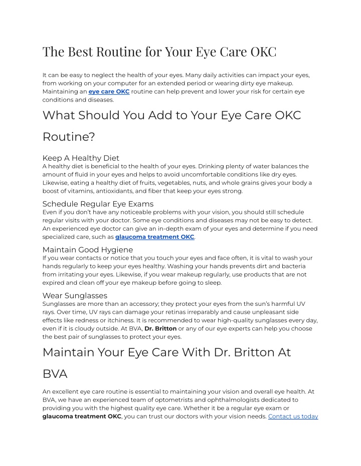 the best routine for your eye care okc