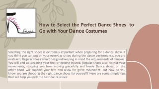 How to Select the Perfect Dance Shoes  to Go with Your Dance Costumes