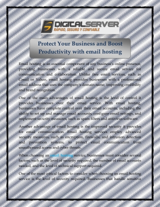 Protect Your Business and Boost Productivity with email hosting
