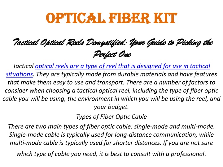 optical fiber kit
