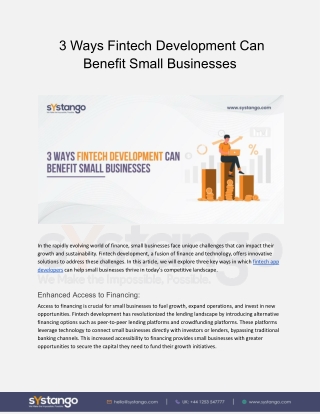 _3 Ways Fintech Development Can Benefit Small Businesses