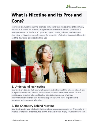 What Is Nicotine and Its Pros and Cons