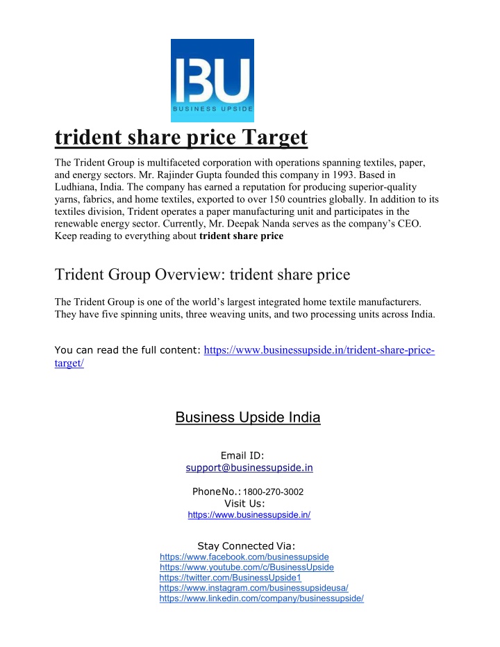 trident share price target the trident group