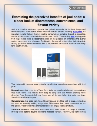 examining the perceived benefits of juul pods