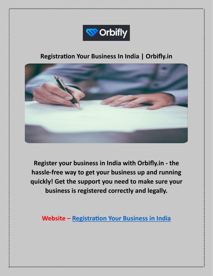 registration your business in india orbifly in